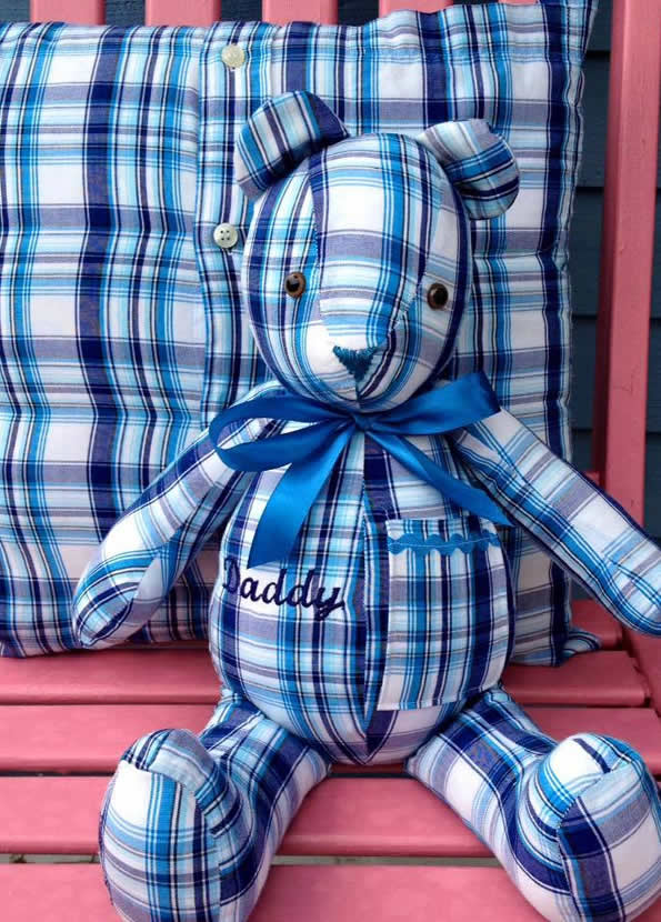 Memorial cushion and bear for special present